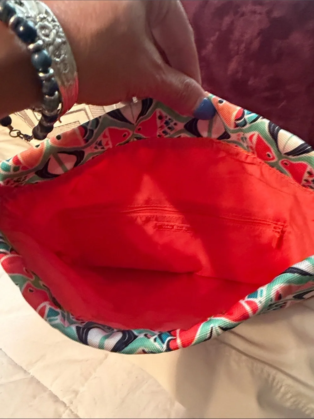 Vera Bradley Lighten Up Drawstring Backpack in the “Go Fish” pattern.. NWOT.